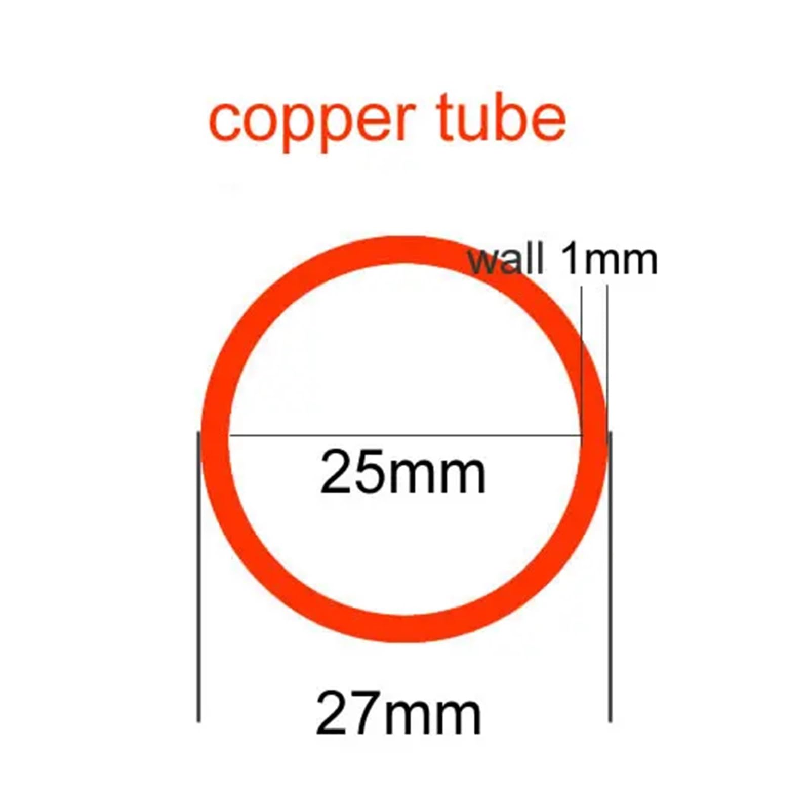 Tubo de cobre T2 OD27 diámetro exterior de 27 mm de grosor de pared de 1,5 mm, tubo de cobre hueco capilar de 27 x 1,5 mm, tubo de cobre para proyectos de fontanería (500 mm)