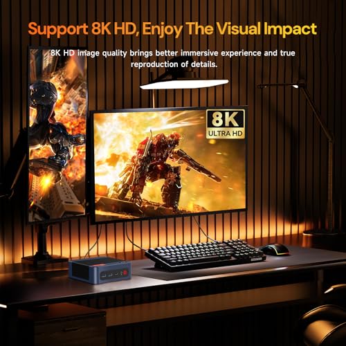 Image of wo-we P8 MINI Gaming PC AMD Ryzen 5 7640HS (Upgraded 6600H / 6800U) Mini Computer, AMD Radeon 760M 32GB RAM +1TB PCIe4.0 x4 SSD 6C /12T,Up to 8k, Triple Screen Display RJ45 LAN x2,Wi-Fi 6E /USB4 /BT5.2