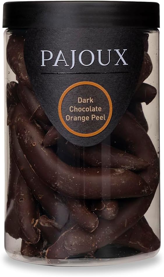 Pajoux Dark Chocolate Orange Peel Hand-Dipped (Large) 200g | Dark Chocolate Covered Fruit - Orange Peel Slice - Dark Chocolate Coated - Palm Oil Free - Chocolate in a Gift Jar