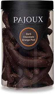 Pajoux Dark Chocolate Orange Peel Hand-Dipped (Large) 200g | Dark Chocolate Covered Fruit - Orange Peel Slice - Dark Chocolate Coated - Palm Oil Free - Chocolate in a Gift Jar