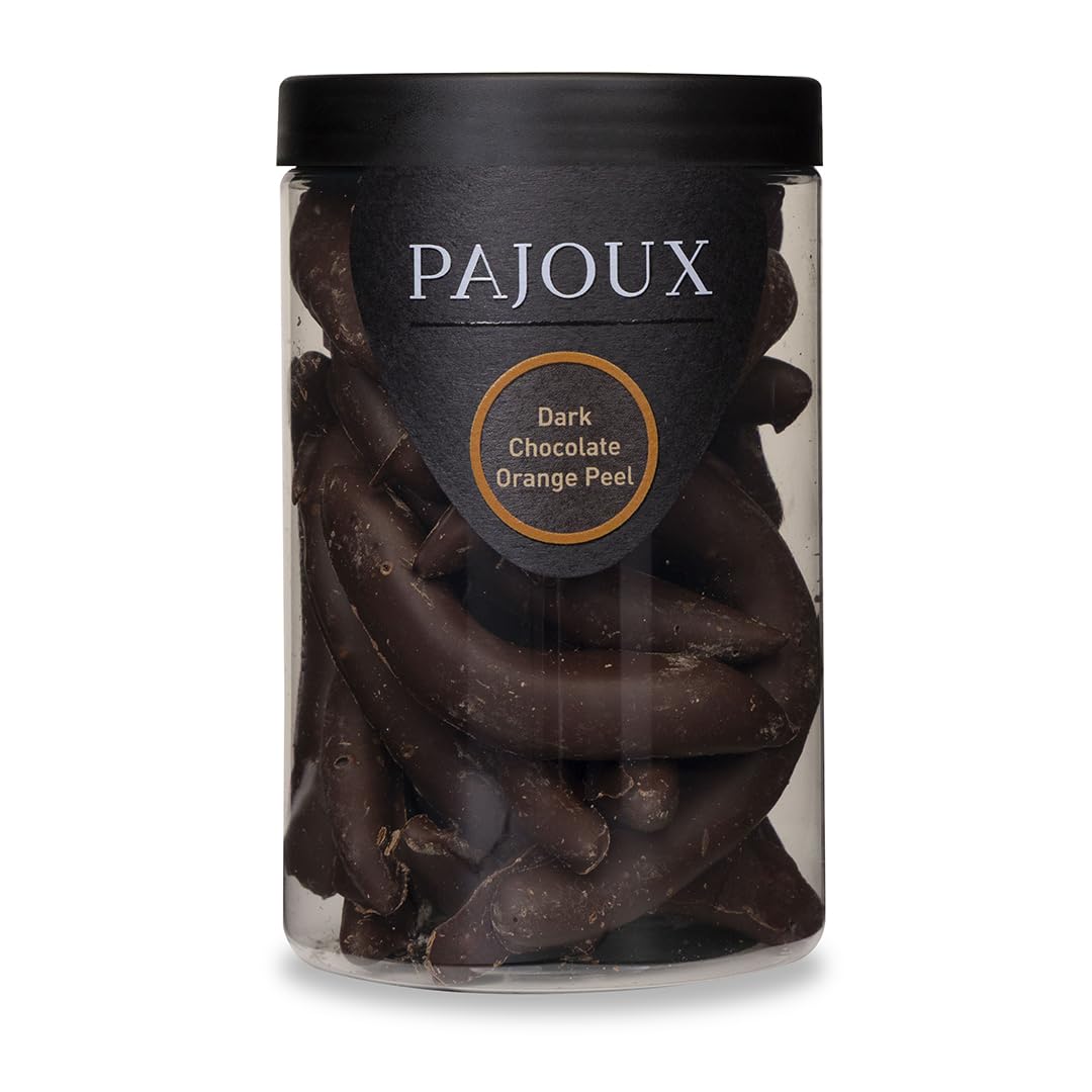 Pajoux Dark Chocolate Orange Peel Hand-Dipped (Large) 200g | Dark Chocolate Covered Fruit - Orange Peel Slice - Dark Chocolate Coated - Palm Oil Free - Chocolate in a Gift Jar