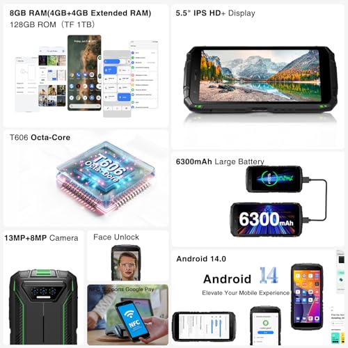 Doogee BLADE10ULTRA-02 S41 Plus Rugged Phone 2024,Android 14 6300Mah Battery,8Gb+128Gb/Tf 1Tb,Octa Core,Ip68 Waterproof Phone,13Mp Ai Main Camera Rugged Smartphone,5.5 Inch Ips Hd+ Display,Face Unlock,Otg/Nfc thumb #1