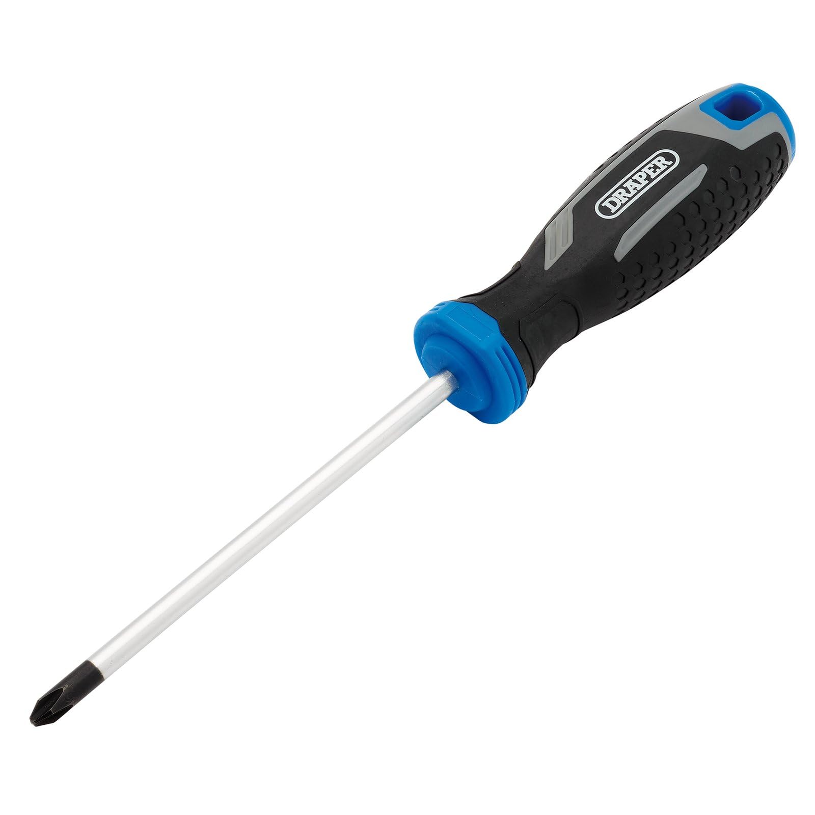Draper Phillips Soft Grip Screwdriver, PH2 x 125mm - 13361 - Magnetic Tip, CRV Blade, Grey and Black