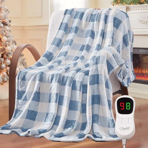 Image of HomeMate Electric Blanket Heated Full Size - 72 inchx84 inch Ultra Soft Cozy Flannel Heating Blanket with 10 Fast Heat Levels 8 Hours Auto Off Over-Heated Protection ETL Certification Keep Warm in Home Office