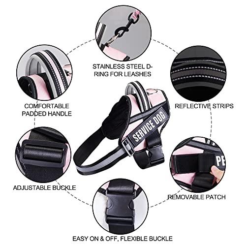 Service Dog Vest Harness And Leash Set, Animire In Training Dog Harness With 8 Dog Patches, Reflective Dog Leash With Soft Padded Handle For Small, Medium, Large, And Extra-Large Dogs(Pink,L) #TOP4
