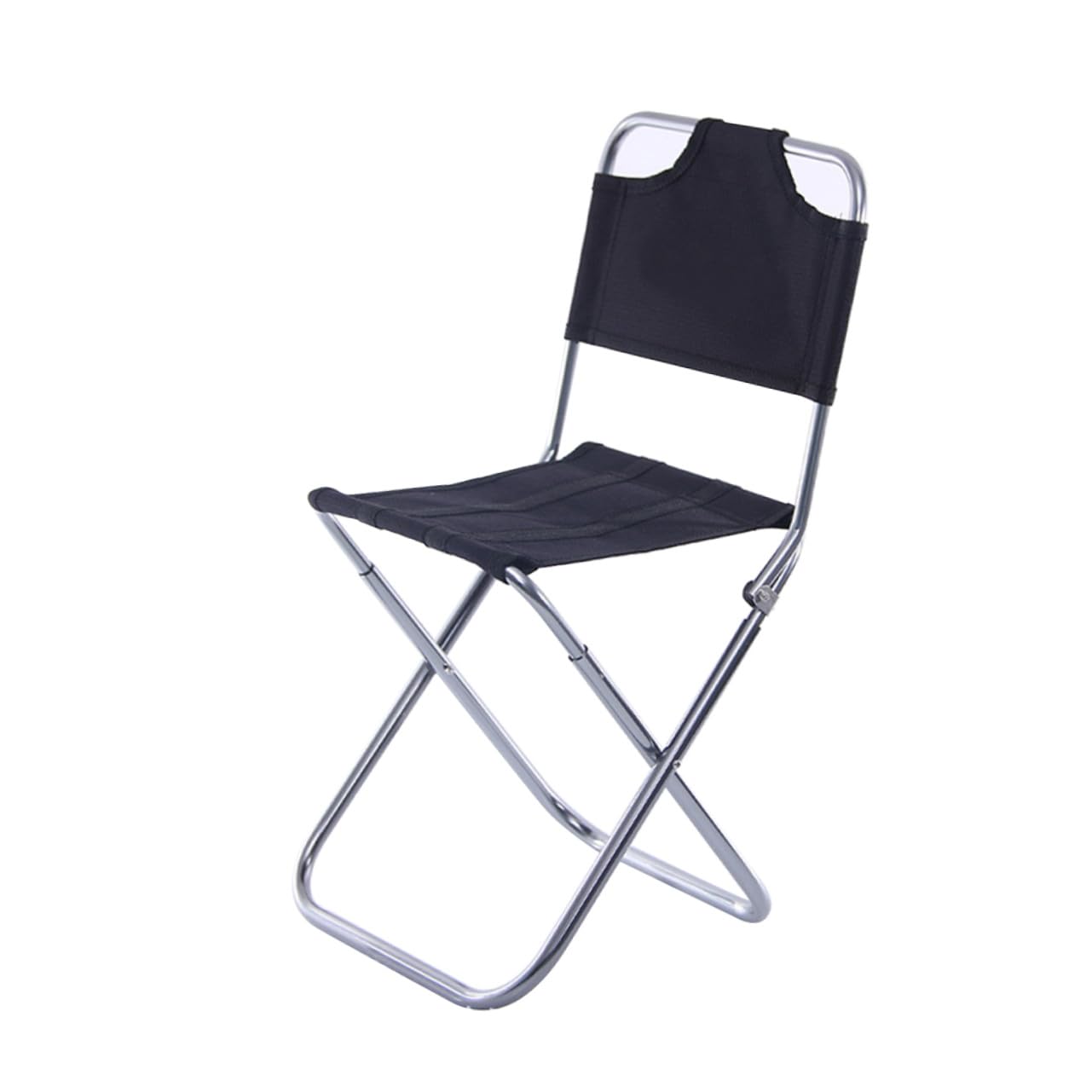 Gatuida Sgabello Pieghevole in Alluminio Leggero con Schienale per Campeggio Pesca e Escursionismo Sedia Portatile Outdoor Resistente e Compatta Nero e Argento Media