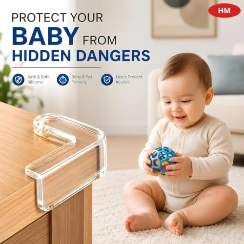 Image of Pack of 14 Silicone Corner Protectors Baby Proofing Edge Guards for Sharp Edges, Table, Bed & Furniture | Child Safety Cushion for Baby Proofing
