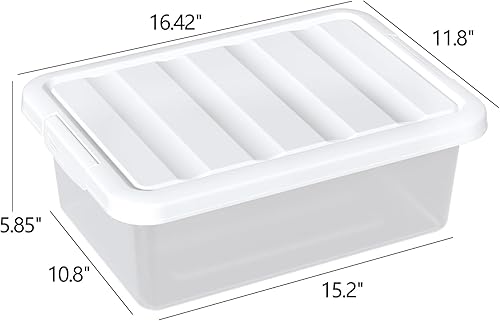 Miniatura 2 de Caja de almacenamiento transparente de 14 L, paquete de 2 contenedores de plástico con tapa blanca
