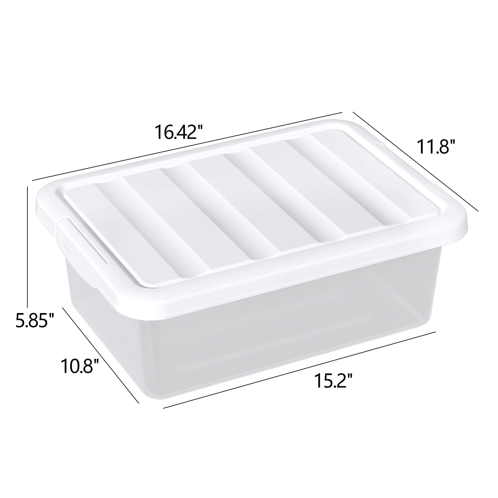 Lot de 2 bacs de rangement transparents avec couvercle, organiseur de conteneurs empilables en plastique, moyen, 14 litres, blanc