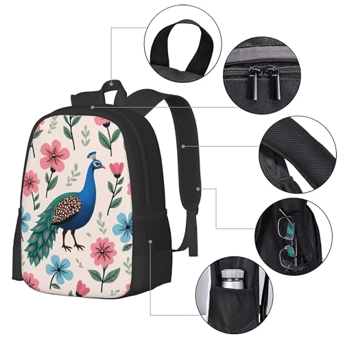 Daypack With Adjustable Straps Peacock Lightweight, Large Capacity Backpack For Adult 17 Inch4