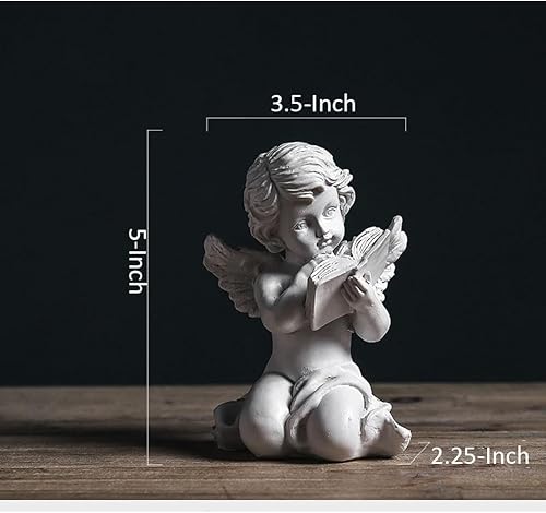 Miniatura 6 de Juego de 2 libros de lectura, estatua de ángel, alas de querubín, estatua de ángel, guardián, hogar, jardín, escultura, estatuilla, estatuilla