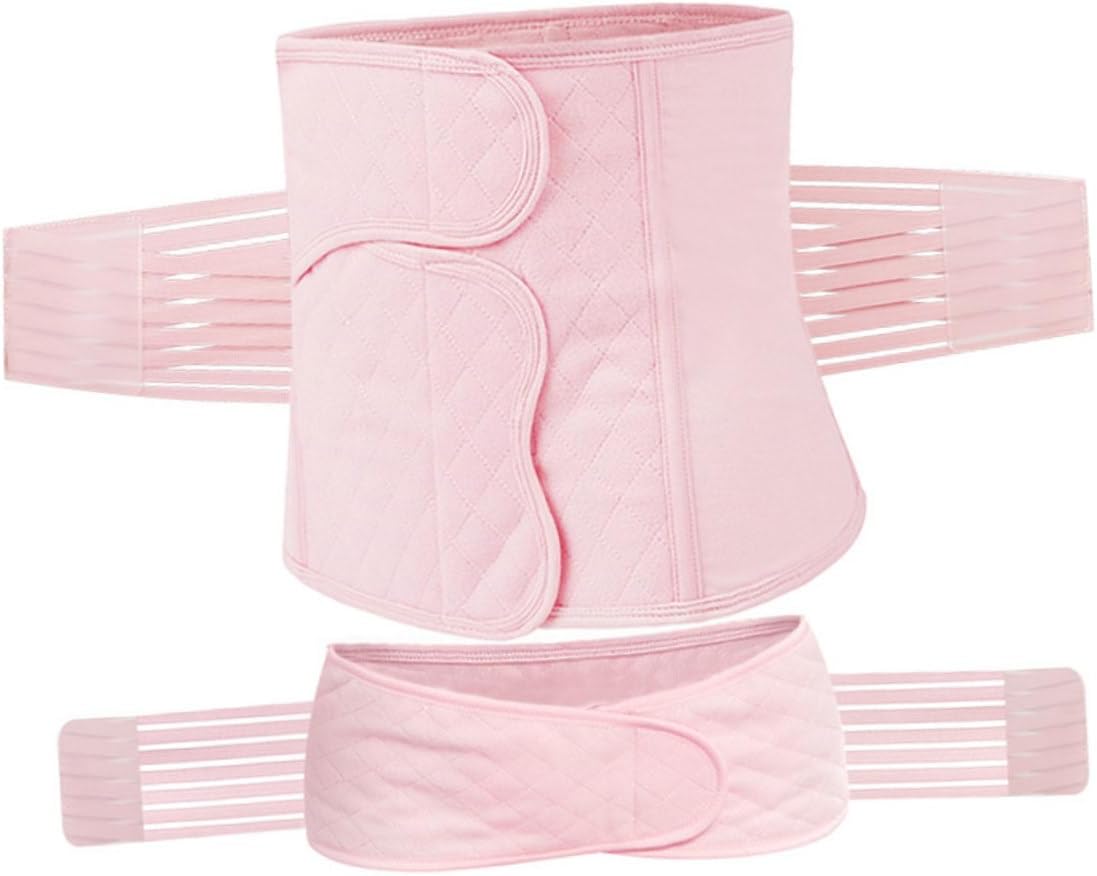BESPORTBLE 2Pcs Postpartum Belly Band Breathable Tummy Slimming Seamless Corset Girdle with Pelvis Belt for Women Pink Supports Waist Shrink