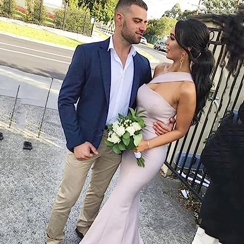 One Shoulder Satin Bridesmaid Dresses Mermaid Prom Dress Long Bodycon Formal Wedding Dress for Women2