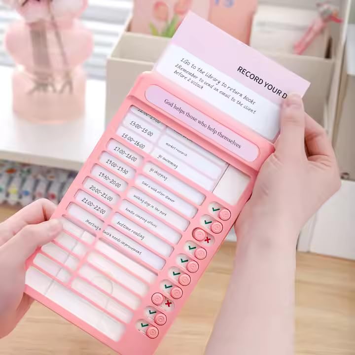 Image of Crackles Portable Self-Discipline Chores Chart Daily Checklist Board with 15 Pcs Blank Paper Sliding Planning Boards Reminder Chart for Boys and Girls - Random Color, Birthday Present