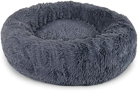 lionto Cama Perros Redonda cojín Gatos sofá para Perros Donut, (3XL) 100 cm Ø Gris Oscuro