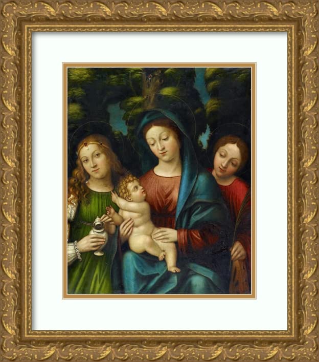 ArtDirect Giovanni Francesco Caroto 20x24 Gold Ornate Framed and Double Matted Museum Art Print Titled: The Virgin with Child and the Saints Magdalene and Catherine