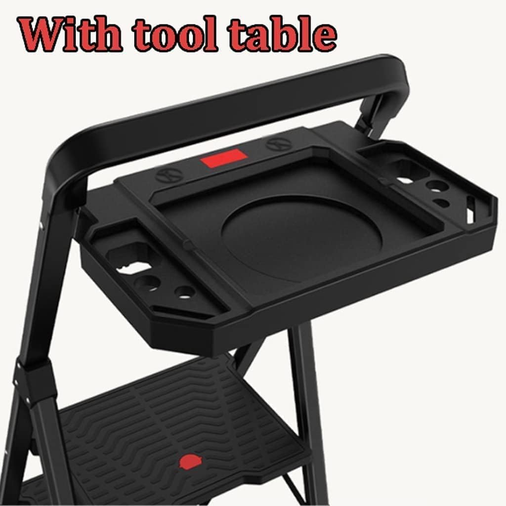 Step Ladder Sturdy 4-Step Ladders with Tool Platform Portable Folding Ladder with Handrails Multipurpose Ladders 330lb Folding Ladder Telescopic Ladder