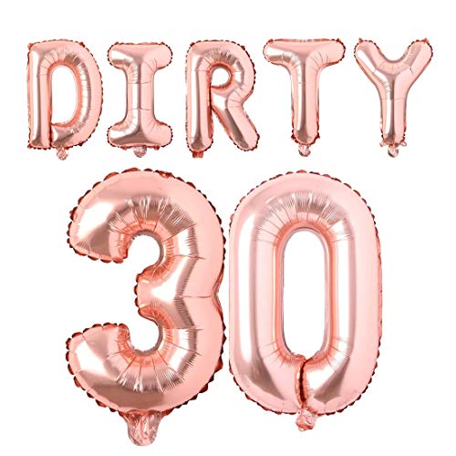 Atpata Funky DIRTY 30 Foil Balloons for Naughty 30th Birthday Party Decorations (Rose Gold), large (Foil-Dirty30)