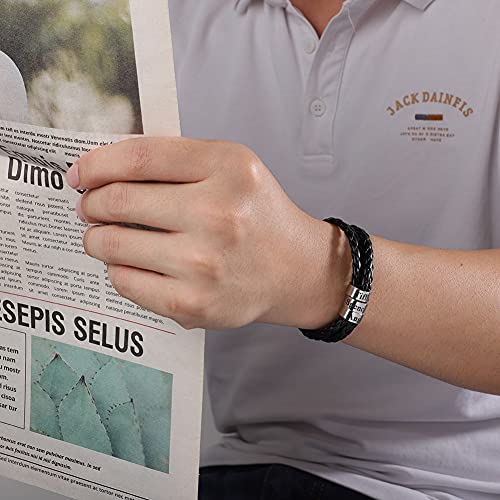 Jecivila Personalized Braid Leather Bracelets Customized Engraved Name Bracelet Custom Beads Id Bracelets For Men Inspirational Gifts For Birthday,Fathers Day Gifts Thanksgiving Day #TOP5