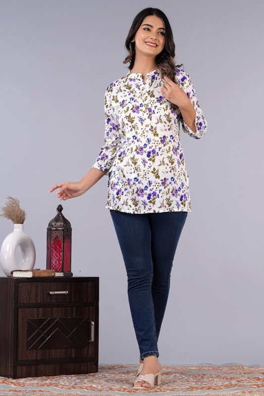 Image of Jikonet Women's Printed Rayon Straight Short Kurti