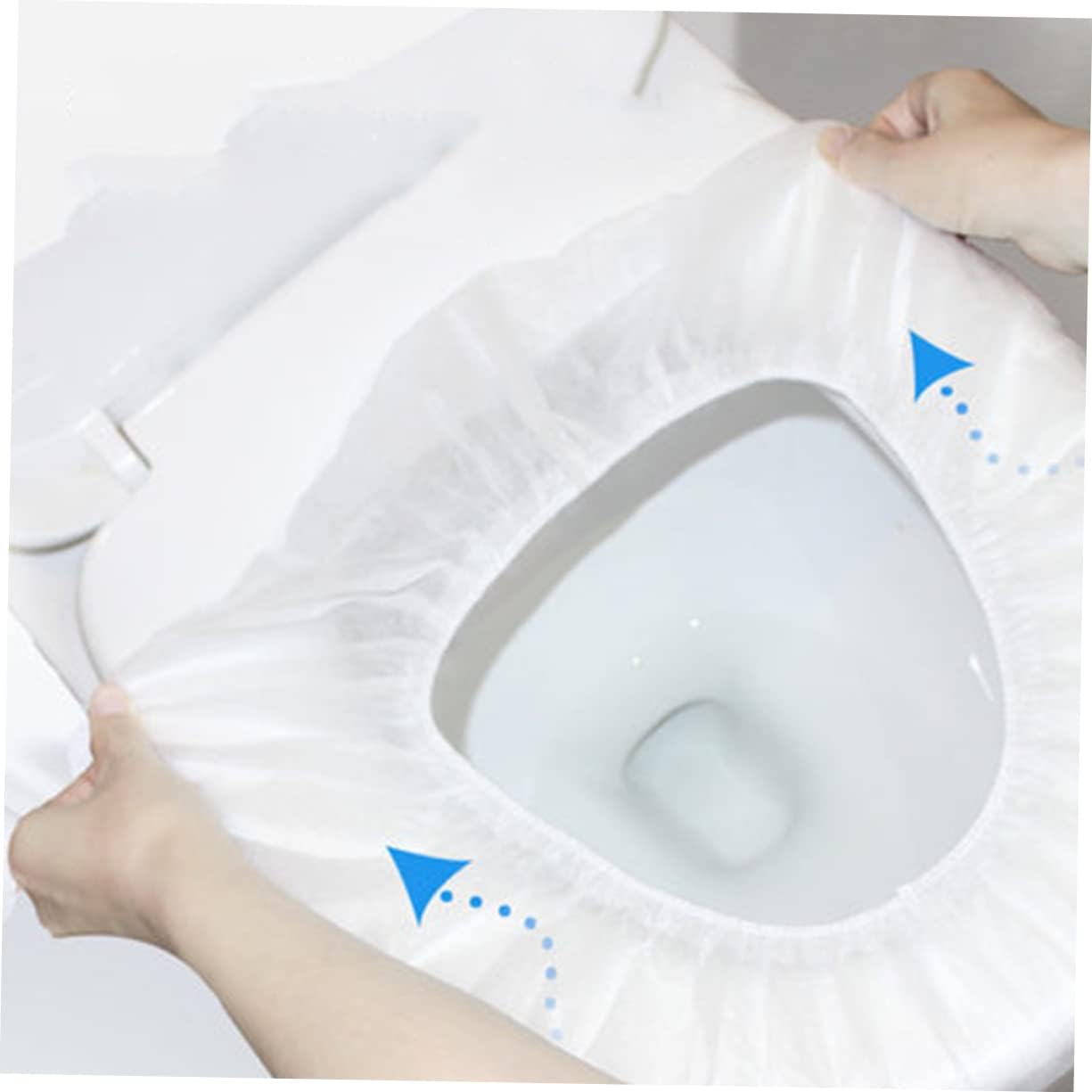 Non-Woven Toilet Seat Lid Cover Pads 50pcs Disposable for Shopping Hotel Public Bathroom Travel
