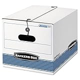 Bankers Box 0002501 STOR/FILE Storage Box, Legal/Letter, Tie Closure, White/Blue, 4/Carton