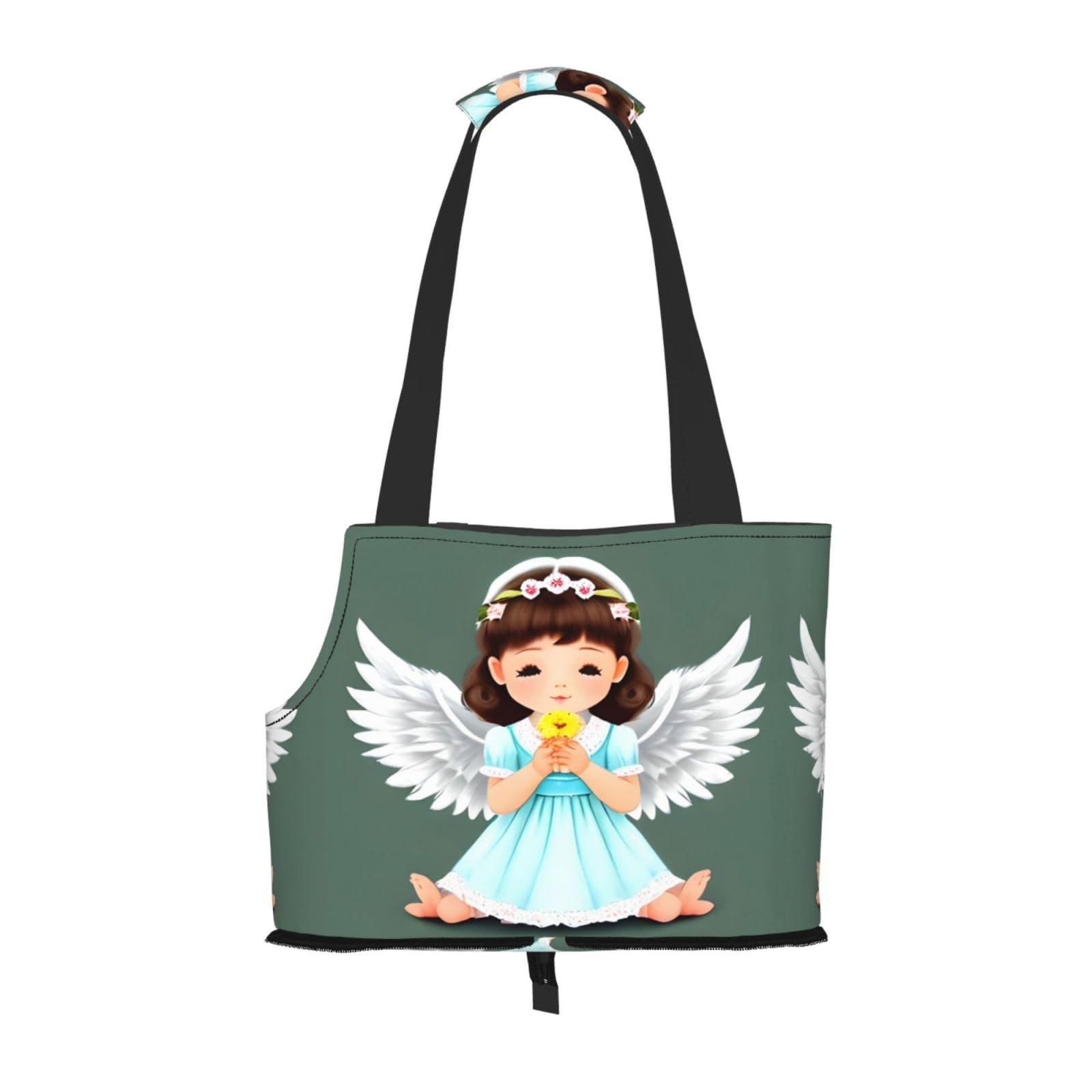 Cute Little Angel Pet Tote Bag - Waterproof and Wear-Resistant Portable Shoulder Bag for Small Dogs and Puppies