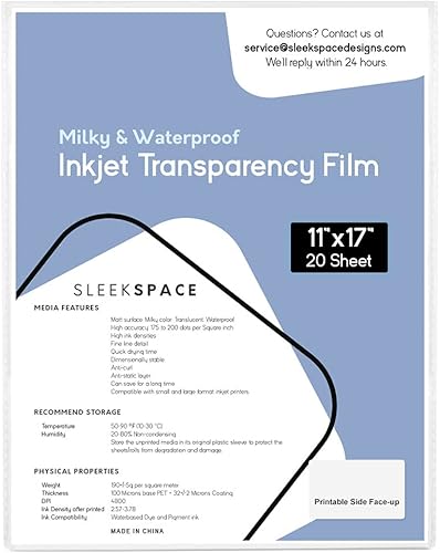 Miniatura 1 de Sleek Space Película de transparencia lechosa para impresoras de inyección de tinta, serigrafía, 100% impermeable, antirizado, antiestática, alta