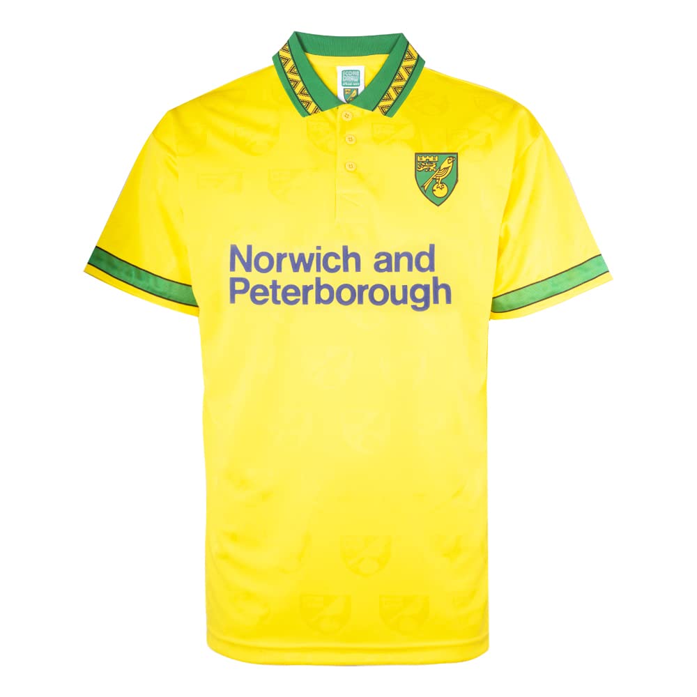 Score Draw Norwich City 1994 Retro Football Shirt Yellow XX-Large Polyester