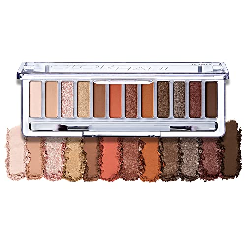 JOAH Color Haul Eyeshadow Palette, Travel Size Eye Makeup Kit, Matte & Shimmer Eyeshadow, Korean Makeup, 12 Highly Pigmented, Super Bendable Soft & Deep Colors, Includes Brush, Smokeshow