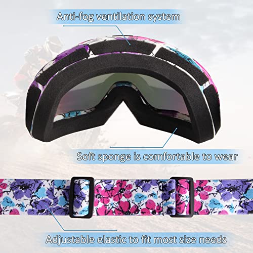 Image of Dirt Bike ATV Goggles Motorcycle Gear Motocorss Riding Goggles | Offroad MX Goggles, UV400, Anti-Fog Scratch Lens, Dustproof Windproof, Adult Youth Kids, Colorful Lens