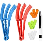 Yalbdopo Triple Venetian Blind Cleaner - 2Pcs Removable Washable Window Blind Duster Brush Cleaner Tool with 5 Microfibre Sleeves for Blinds, AC, Car Vent - Bonus Includes 1 Dustpan Cleaning Brush