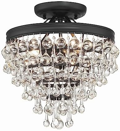 Crystorama Calypso 3 Light Matte Black Semi Flush Mount