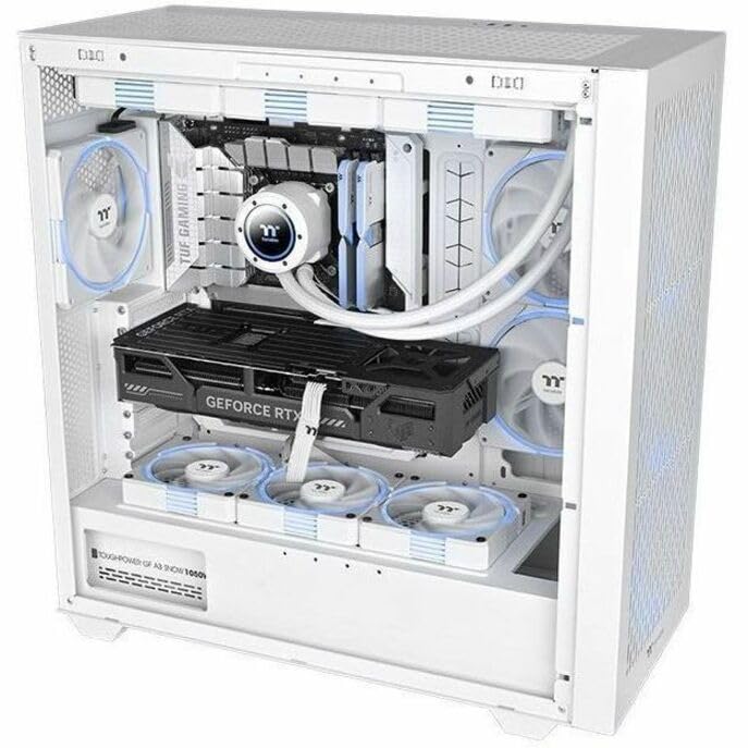 Image of Thermaltake TS140 EX RGB 140mm; Embedded Temperature Sensor; PWM 500~2000 RPM; MagForce 2.0; Airflow 93.35 CFM; Hydraulic Bearing; TT RGB Plus 3.0; Controller Included; 3-Pack; White; CL-F209-PL14SW-A