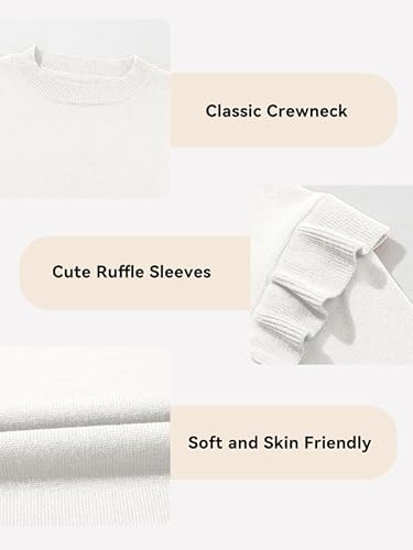 Dokotoo Kids Sweaters For Girls Fall Casual Ruffle Long Sleeve Knit Crewneck Christmas Pullover Sweater White 6-7 Years thumb #3