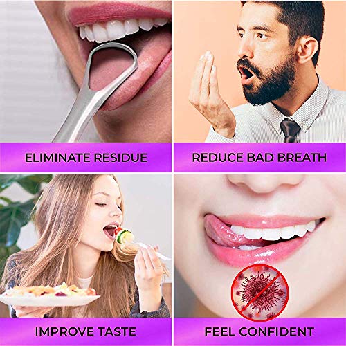 Image of Wonder Care 1 Count Tongue Scraper Stainless Steel,Tongue Cleaners Fresh Breath Restored Taste Big Size