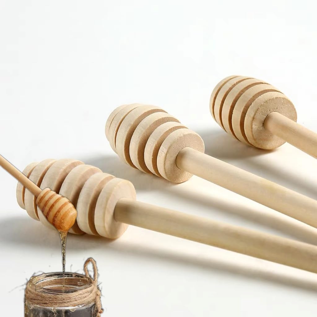 ICEYLI Wooden Honey Mixing Stirrer 6 Pcs 6 Inch Mini Honey Dipper Sticks Honey Comb Stick Honey Spoon Collecting Dispensing Drizzling Jam - View #5