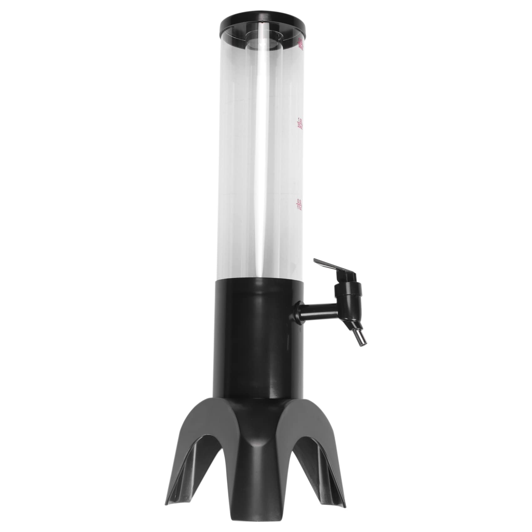 Torre Dispensadora de Cerveza de 1,5L Grifo Integrado de FáCil Limpieza con Tubo de Hielo y Luz LED Dispensador de Torre Transparente para Bebidas, Negro