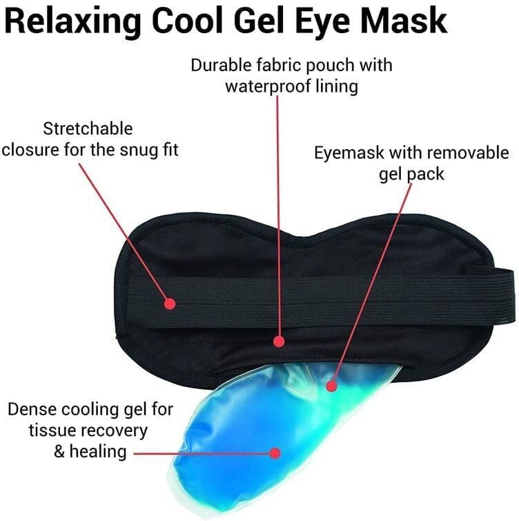 Image of Satin Sleep Eye Mask with Cooling Gel for Men & Women, Black