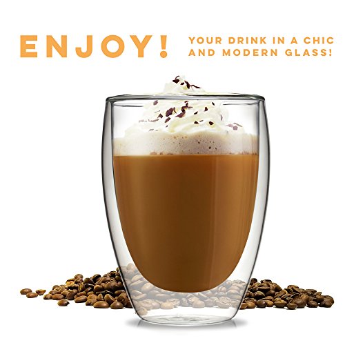 Stackable Glassware, Double Wall Thermal Insulated Cups, Glass Coffee Mugs, Coffee Mug Set, Espresso Latte Cappuccino, Coffee or Tea Mugs, Drinking Glasses, Set of 2-12oz