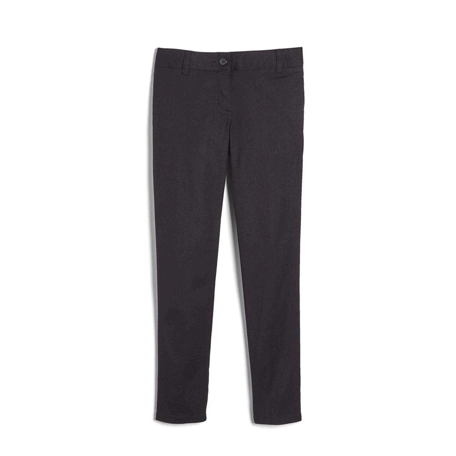 French Toast Girls' Big Stretch Twill Skinny Leg Pant with Pockets, School Uniforms for Kids and Teens, Black, 18