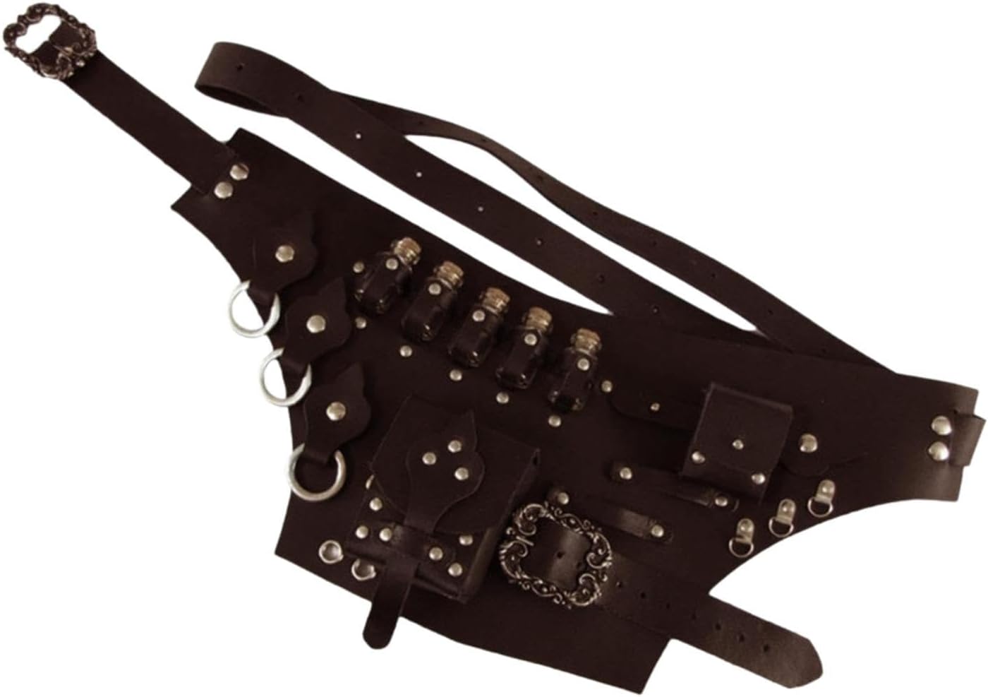 Amazon | ベルトポーチ 中世 ウエストバッグ 小銭入れ ファニーパック バイキング コスチュームセット ハロウィン フェスティバル  レンフェール レザーポーチ 1-ブラウン、中世&レンフェア、コスチューム, 1-ブラウン, Medieval & Ren Faire, コスチューム。  | ウエストバッグ 中世のベルトポーチ ファニーパック ポーションベルト カジュアル ロールプレイ ハロウィンパーティー用 調節可能なウエストパック 2