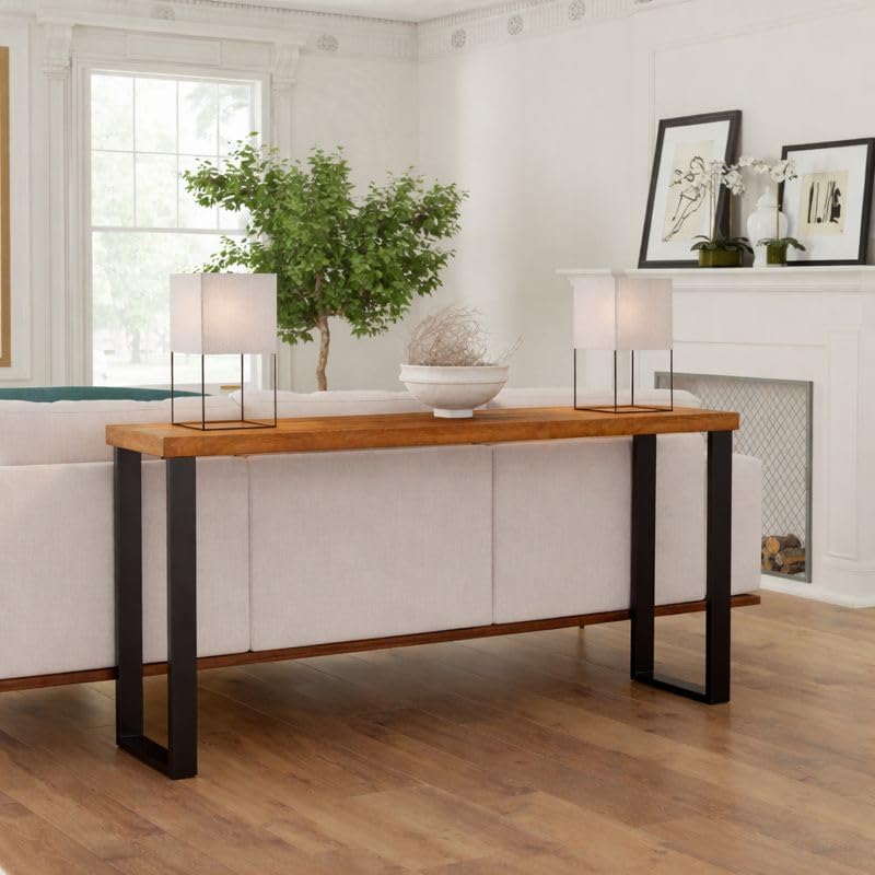 Image of 150cm Long Solid Wood Console Table for Bedroom, Home Entrance and Living Room. Mid-Century Modern Style Console Table. Home Entrance Decorative Table (Brown, 150 * 30 * 77 Cm)