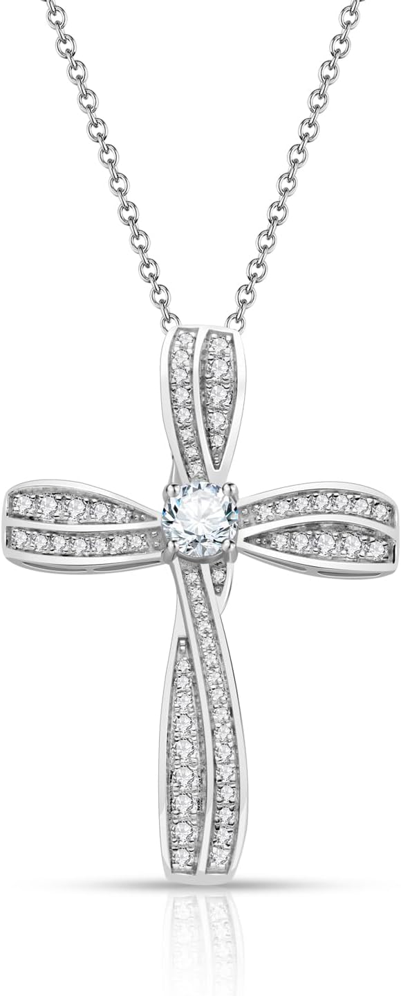 Geyunxu Moissanite Cross Necklace for Women, D Color VVS1