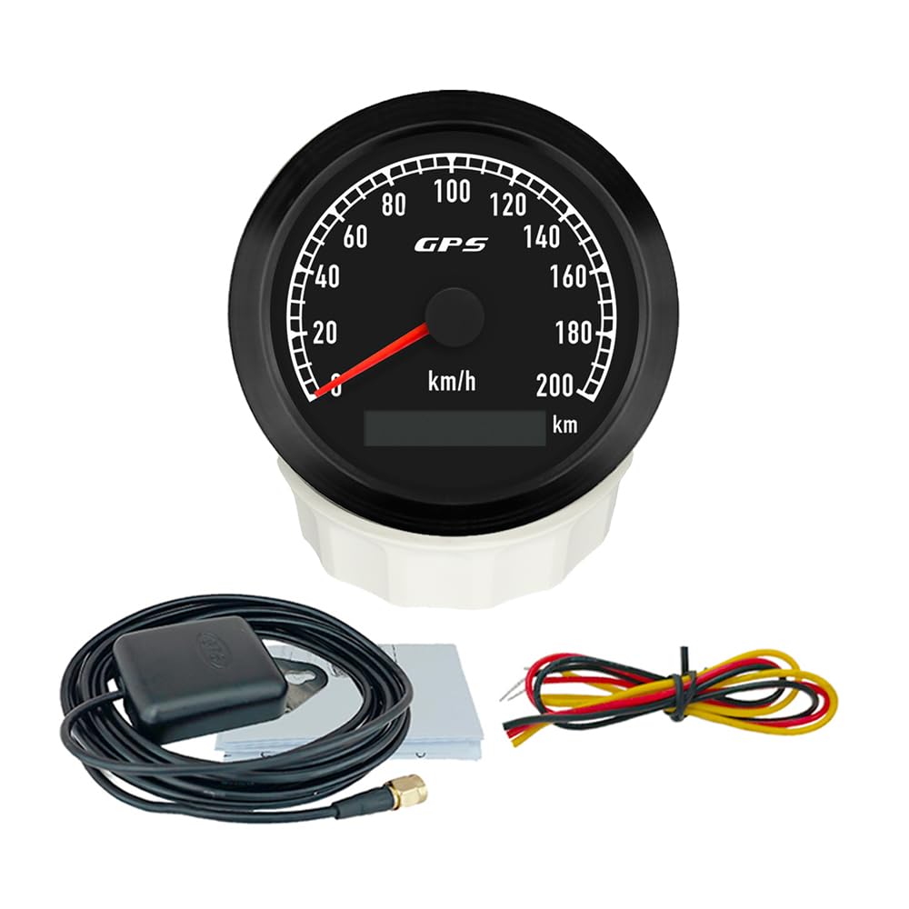 ELING Compteur de vitesse GPS 80 mm - Affichage de la vitesse 0-200 km/h avec compteur kilométrique total et rétroéclairage 7 couleurs pour voiture et moto (12 V/24 V)