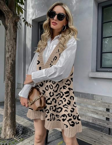 Zeagoo Womens Sweater Vest Knitted Pullovers Sweaters 2025 V Neck Vest Dress with Pockets3