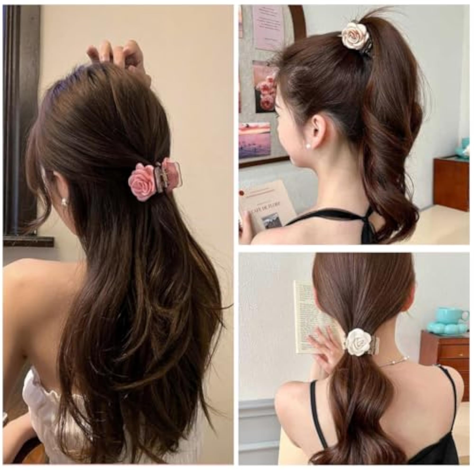 3Pcs Acrylic Claw Hair Clips for Flowers
