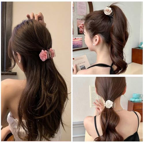 Image of MAYCREATE 3Pcs Hair Clips for Woman Flowers Acrylic Claw Hair Accessory