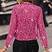 Women's Glitter Sequin Bolero Jacket Mesh 3/4 Sleeve Open Front Cropped Cardigan Formal Shrug for Eveninig Dresses Hot Pink