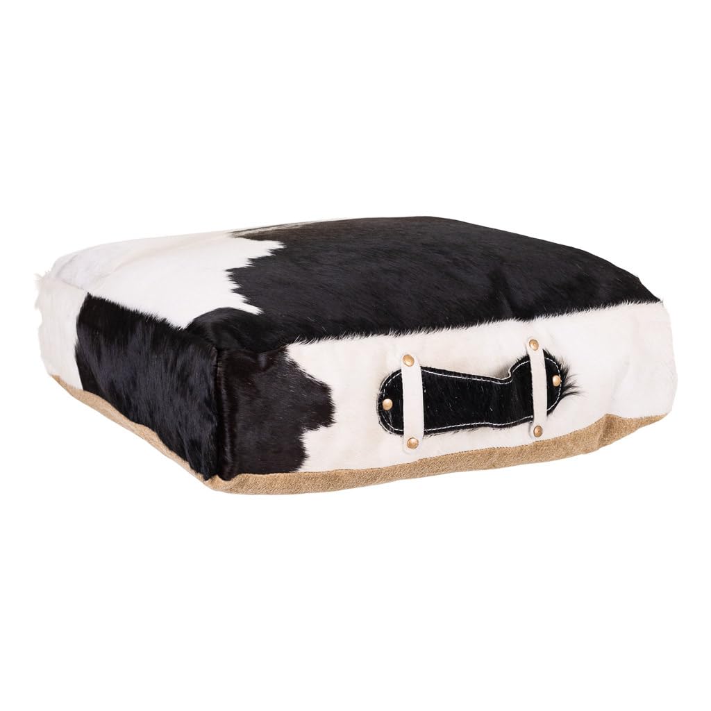 WANDERLUST DECO Cojin de Piel Negro/Blanco 48x10x48